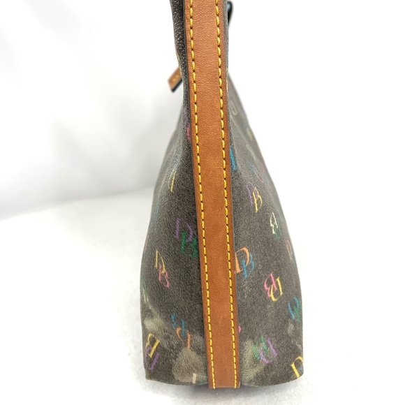 Dooney Bourke Vintage Rainbow Logo Coated Canvas Small Shoulder Bag Rainbow Zip - Picture 4 of 13